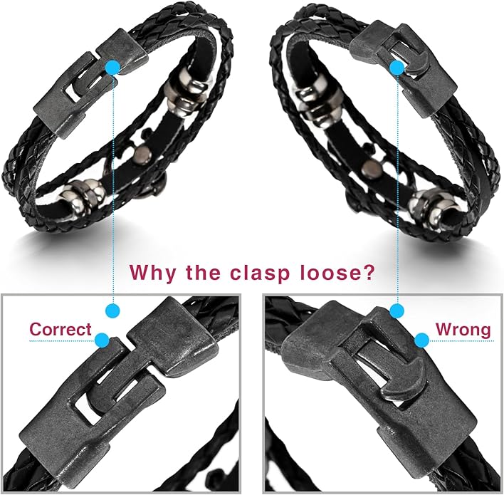 VIBILIA Vintage Leather Wrap Bracelets for Men Women, Multi-Strand Bracelets with Strong Clasp Ethnic Tribal Bracelets