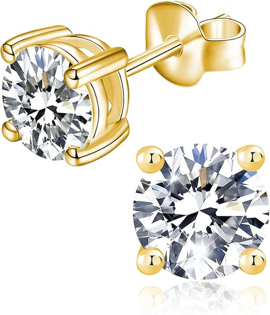 IMOLOVE Moissanite Stud Earrings for Women in Sterling Silver Hypoallergenic 1-3CT D Color Round Cut Moissante Earrings