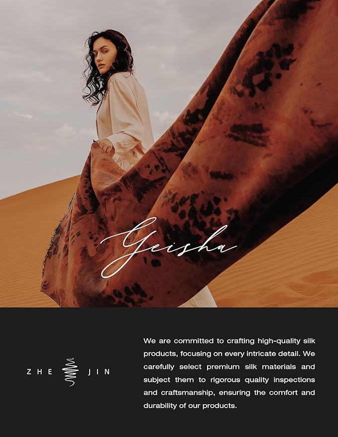 ZHE JIN Luxurious Silk Scarf Shawl Wraps for Women, Warm Scarves Winter Gift, 100% Brushed Mulberry Silk
