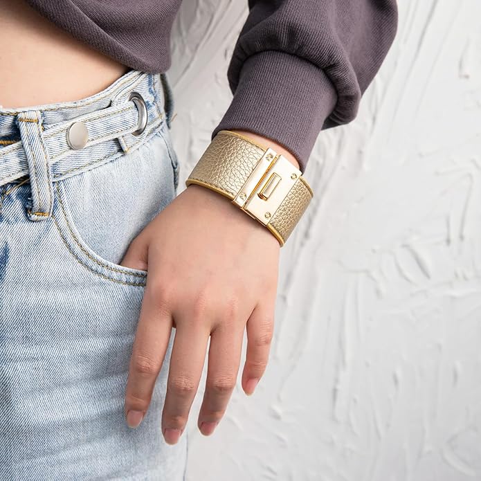 Rantanto Braid Leather Wrap Bracelet Trendy Stackable Crystal Cuff Boho Gold Heart Bracelet Jewelry Gift For Women