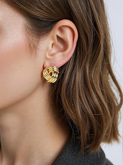 Trendy 14K Gold Plated Knot Earrings are Thick and Charming Pendant Earrings for Women They are Lightweight Hypoallergenic Fashion Accessories Jewelry Gifts for Women