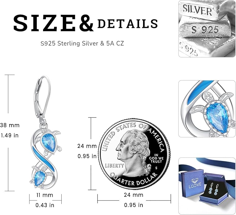 Sterling Silver Tree of Life/Flower/Bee/Animals/Cat/Hummingbird Dangle Earrings Moonstone Turquoise Drop Leverback Earrings Jewelry Gifts