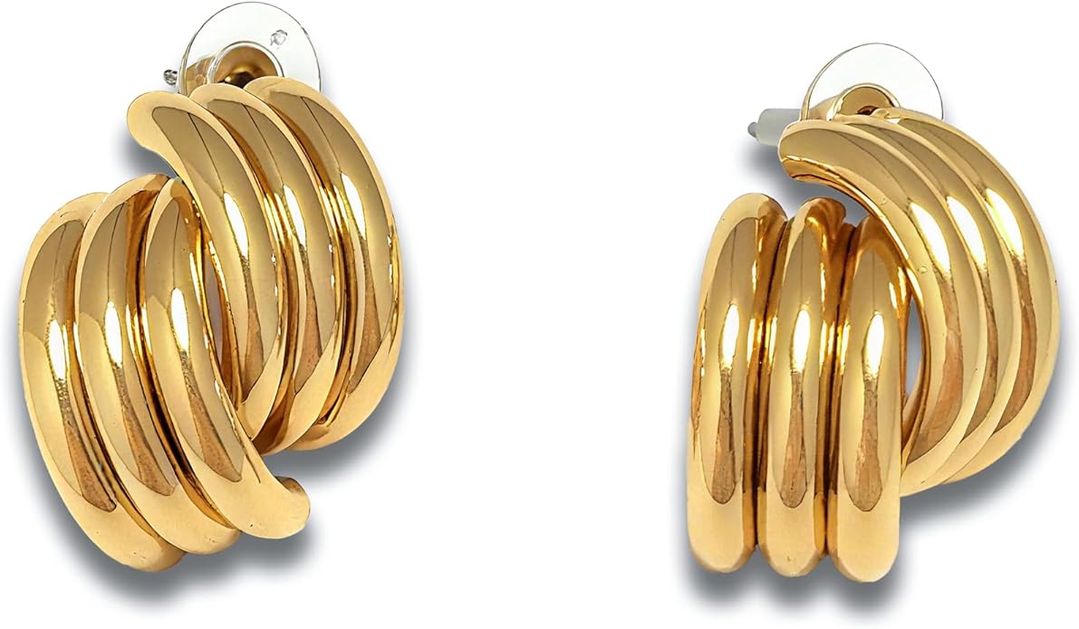 SEADAY Hoop/Stud Earrings Set for Women,Hypoallergenic Lightweight Non-Tarnish Everyday Earrings,Dainty Gold/Rhodium Plated Jewelry,Fashion Accessories,Christmas/Birthday Gift for Women Men
