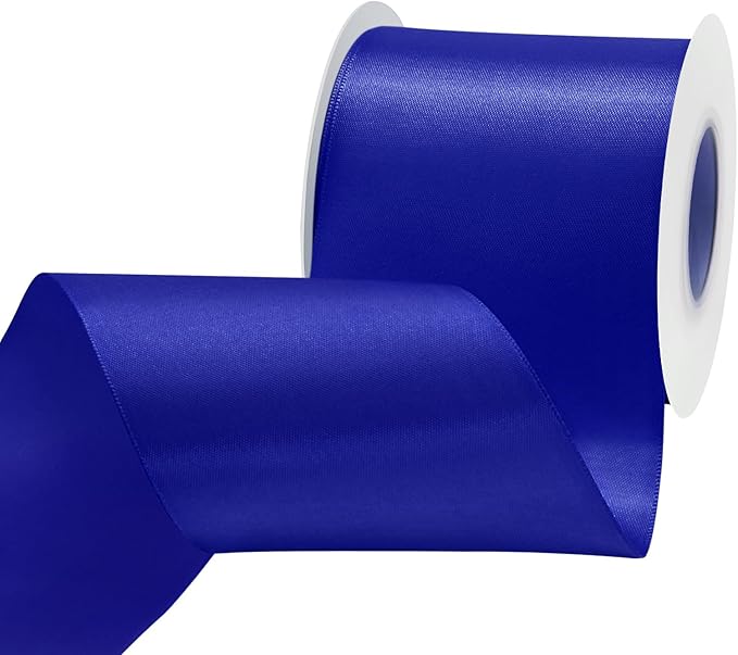 LEEQE Cobalt Blue Satin Ribbon 3 inch X 15 Yards Polyester Ribbon for Gift Wrapping Very Suitable for Weddings Party Hair Bow Invitation Decorations and More