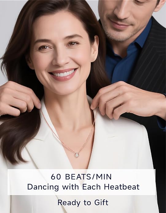 MomentWish Dancing Heart Necklace for Women, 0.5/1 Carat Dancing Moissanite Necklace for Her 925 Sterling Silver Pendant Anniversary Birthday Christmas Gift for Wife Mom Girlfriend