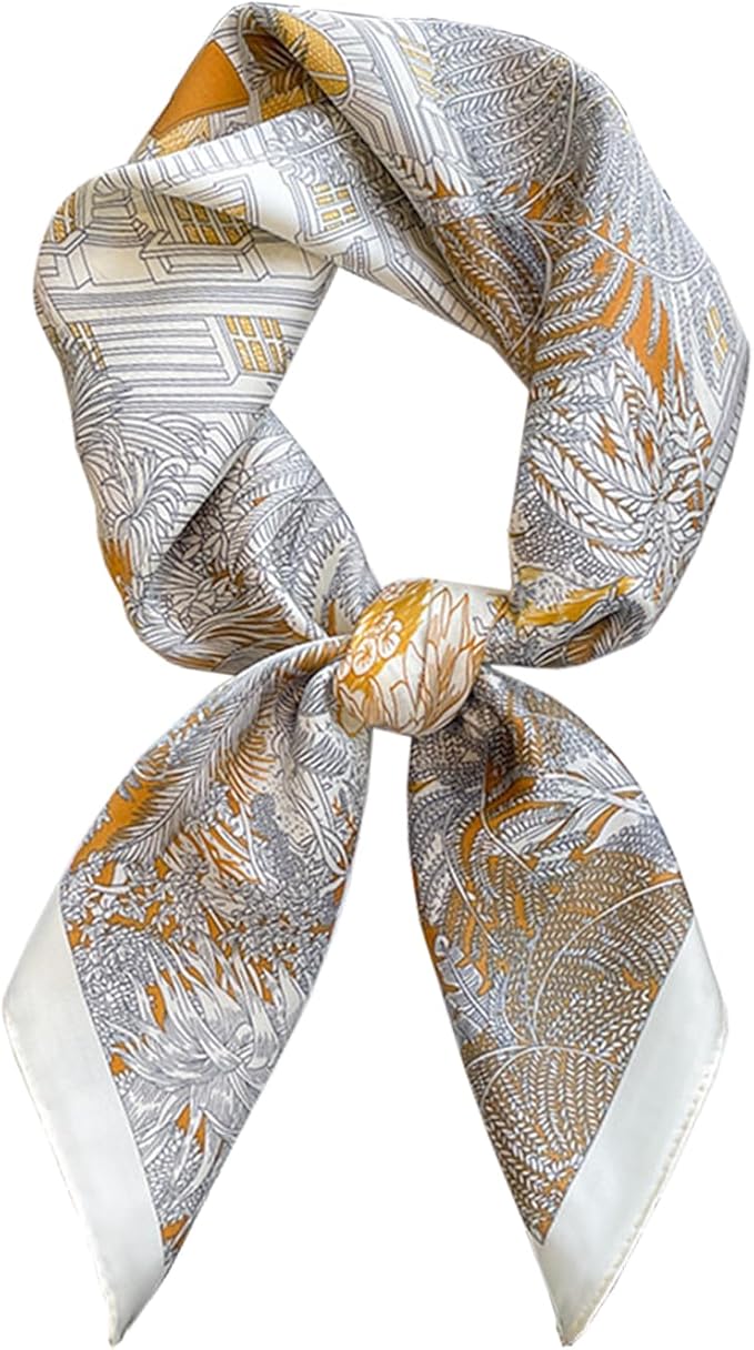 ANDANTINO 100% Mulberry Silk Square Scarf for Hair-25.6" X25.6'' Women Men Natural Silk Neckerchief Digital Printed Headscarf