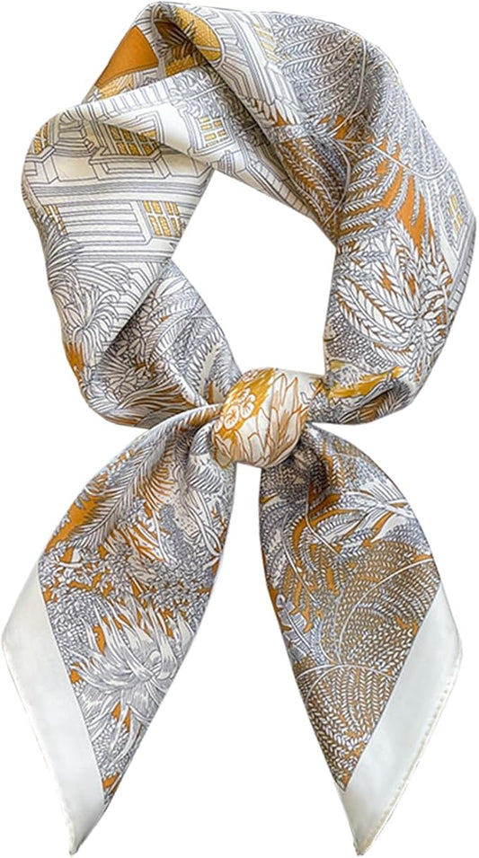 ANDANTINO 100% Mulberry Silk Square Scarf for Hair-25.6" X25.6'' Women Men Natural Silk Neckerchief Digital Printed Headscarf