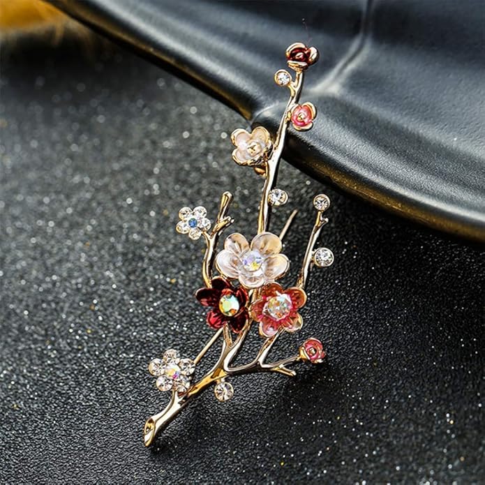 Crystal Pearl Flower Brooches Pins Fashion Beautiful Created Rhinestone Floral Brooch Good Idea for Party Dance Wedding Banquet for Elegant Women Girl