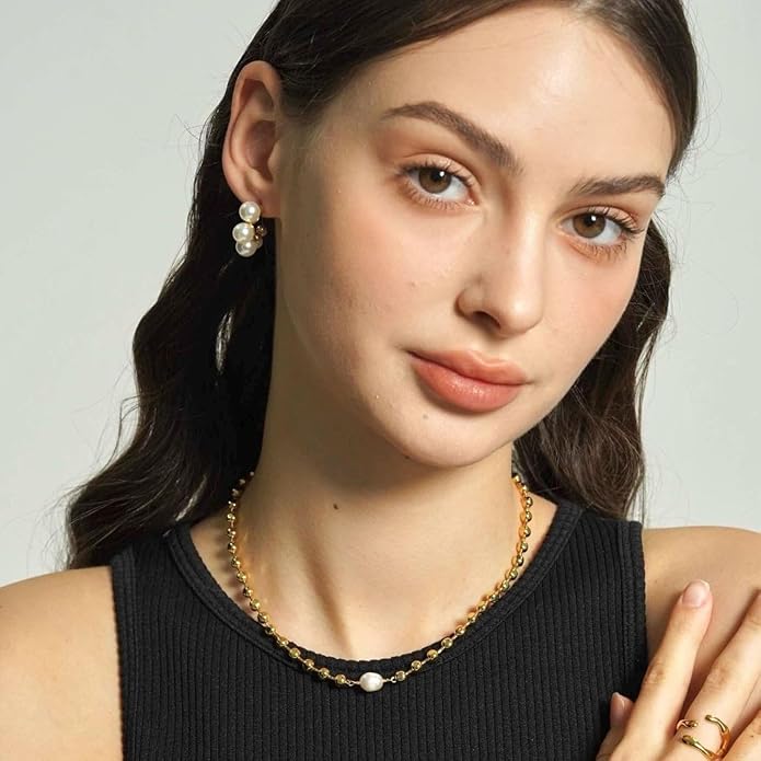 8YEARS Chunky Gold Hoop Earring for Women, 18K Gold Plated Lightweight Thick Hoops, Hypoallergenic Trendy Jewelry for Gift
