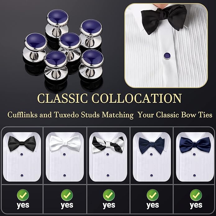 HAWSON Men’s Cufflinks and Tuxedo Studs Set with Gift Box; Men’s Jewelry or Accessories Suitable for Black Suit White Shirts Vest and Red Bow tie on Wedding or Anniversary and Birthday