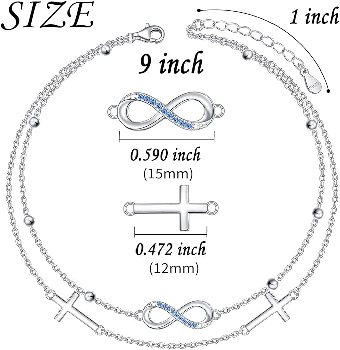 Anklets for Women 925 Sterling Silver Charm Layered Simulated Opal/Moonstone/Daisy/Infinity Summer Beach Ankle Bracelet Foot Chain Jewelry Birthday Valentine's Day Mother's Day Gift