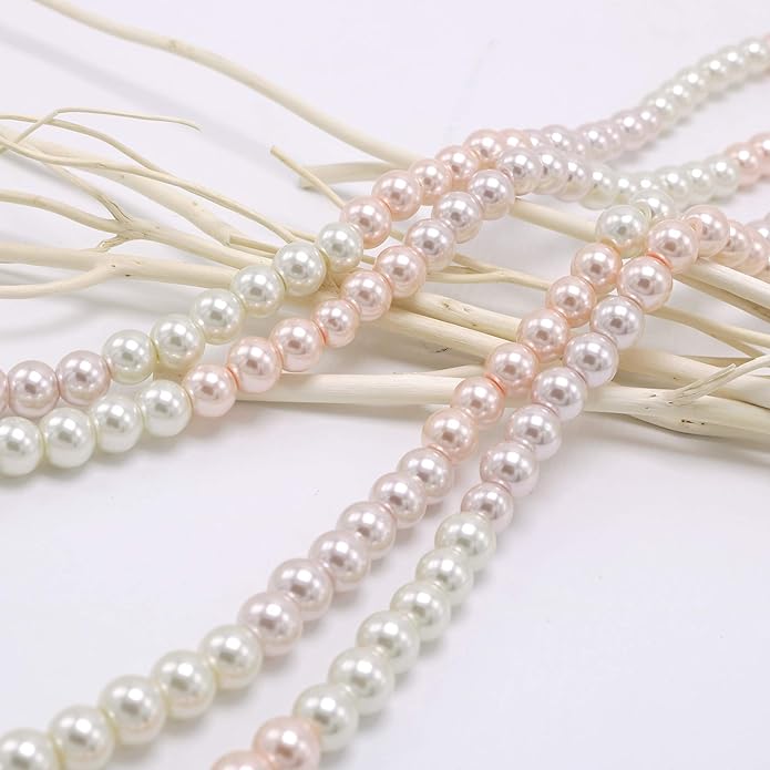 Long Pearl Necklaces for Women Cream White Faux Pearl Strand Layered Necklace Costume Jewelry