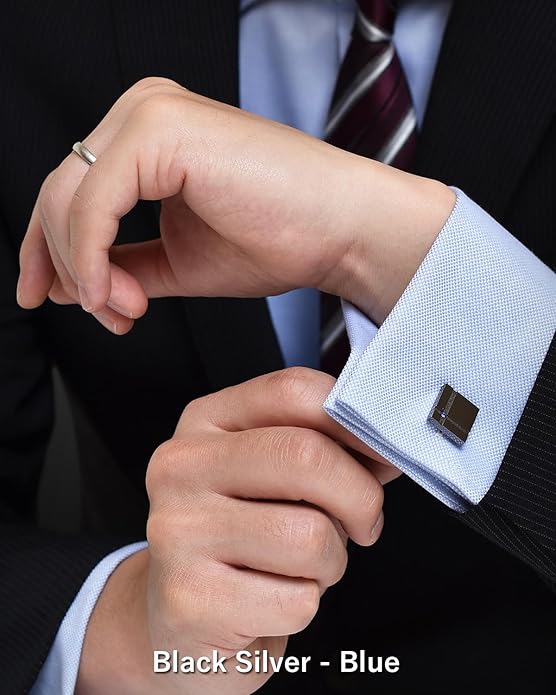[TAVARAT] Cufflinks for Men Black Silver Red Blue Crystal glass Tps-040