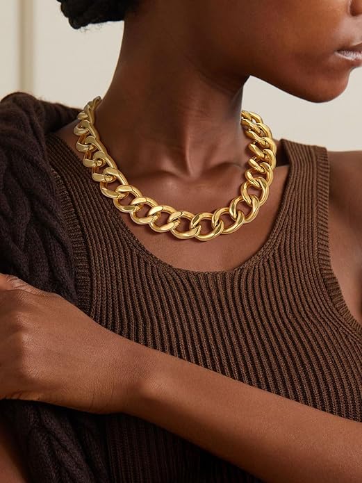 ChainsPro Cuban Link Chain for Women,Stainless Steel Chunky Necklace Silver/Gold Plated Thick Chain Choker, 12/16/20 mm Width,18" and 20" Punk Hip Hop Trendy Non Tarnish Jewelry Gifts