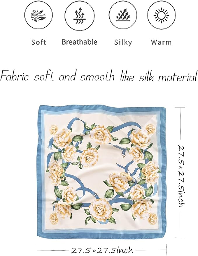 Hioyiwse Satin Bandanas Head Scarf For Women Hair Scarves Accessories Lightweight Fashion Wrap Neck Silk Sleeping Headscarf