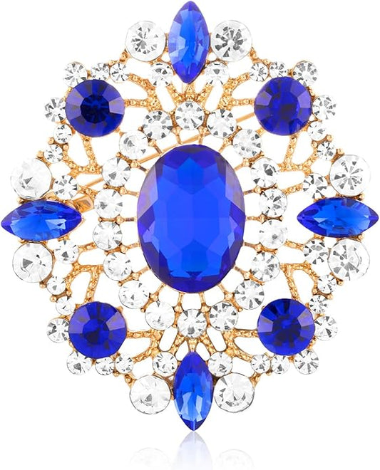 LAXPICOL Vintage Clear Austrian Crystal Brooch Pin for Women Elegant Wedding Bridal Brooches Broach Pin 1.69"*1.39"