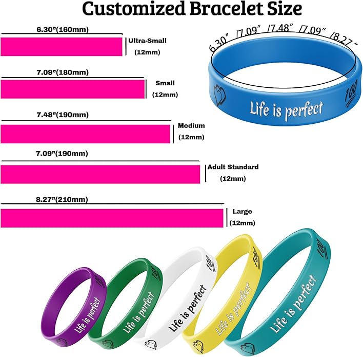 Custom Rubber Bracelets with Logo Text Pattern Customizable Debossed Silicone Wristbands for Events Motivation Supports Awareness Adults