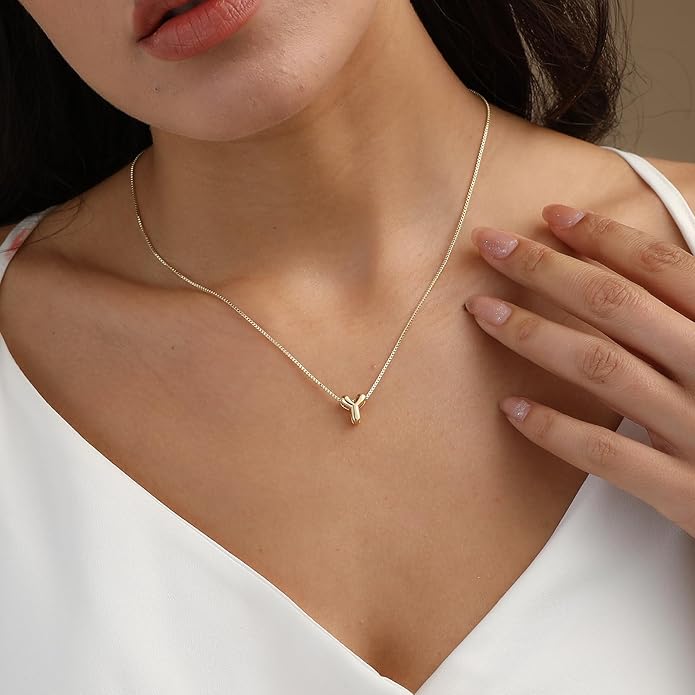 Bubble Gold Letter Necklace for Women, 14k Gold Plated Balloon Initial Necklace, Dainty Gold Necklace for Women, Personalized Bubble Pendant Name Necklace, Fashion Accessories Trendy Jewelry