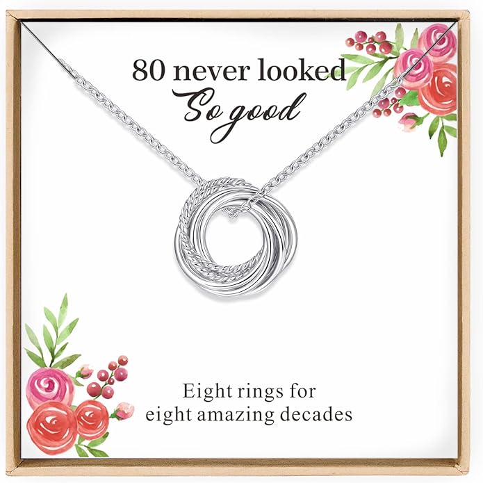 Birthday Gifts for Women Sterling Silver 30th 40th 50th 60th 70th 80th 90th Birthday Necklace For Her 3 4 5 6 7 8 9 Decade Jewelry 30 40 50 60 70 80 90 Years Old