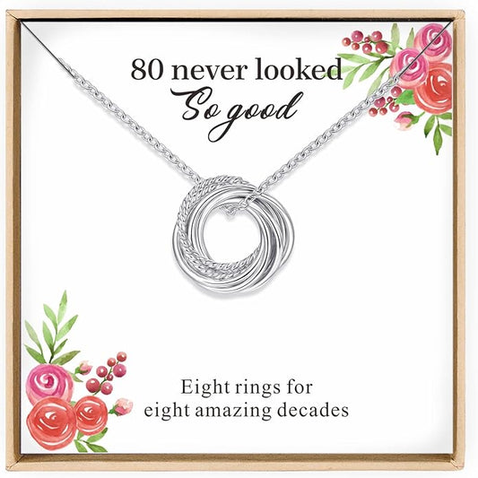 Birthday Gifts for Women Sterling Silver 30th 40th 50th 60th 70th 80th 90th Birthday Necklace For Her 3 4 5 6 7 8 9 Decade Jewelry 30 40 50 60 70 80 90 Years Old