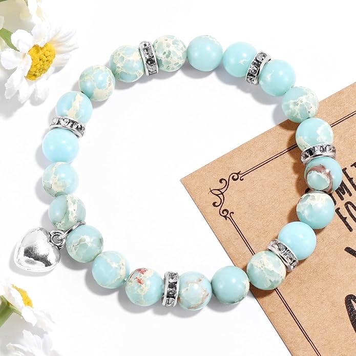 VIBILIA Cross Beaded Bracelets for Women, Inspirational Natural Heart Religious Bracelets for Women, Birthday Christian Gifts for Women on Thanksgiving Christmas Gifts