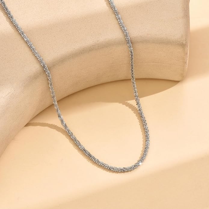 Gold Chain Necklace for Women Dainty 18K Gold Plated Thin Satellite Beaded Turquoise Necklace Simple Gold Boho Jewelry