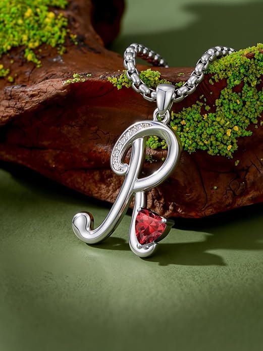 Christmas Gifts for Women Alphabet A to Z Initial Birthstone Pendant Necklaces for Women - 18k White Gold Plated Personalized Name Jewelry Valentine Mothers Day Birthday Gifts for Women Her Girlfriend