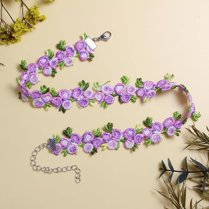 Nova&Aria Chokers Set For Women Heart Choker Necklaces Flower Pendant Velvet Cute Pink Turquoise Blue White Black Choker Necklace Christmas Colorful Lace Chokers