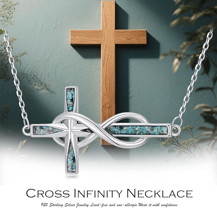 Cross Necklace for Women 925 Sterling Silver Cross Pendant Religious Christian Jewelry Faith Easter Gifts for Wife