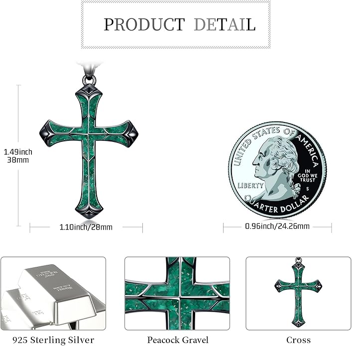 Cross Necklace for Men 925 Sterling Silver Celtic Cross Pendant Christian Jewelry Religious Christmas Gifts for Women