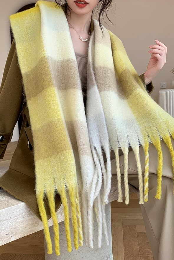 Wander Agio Winter Women Warm Scarf Long Shawl Large Scarves Cold Weather Thick Blanket Scarfs Colorful Plaid