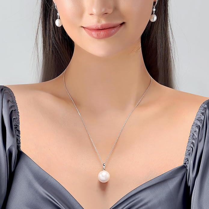 Freshwater Cultured Pearl Necklace, Real Pearl Necklace with Silver Chain and Clasp, Jewelry for Brides Wedding Gifts for Women Her Wife Sister