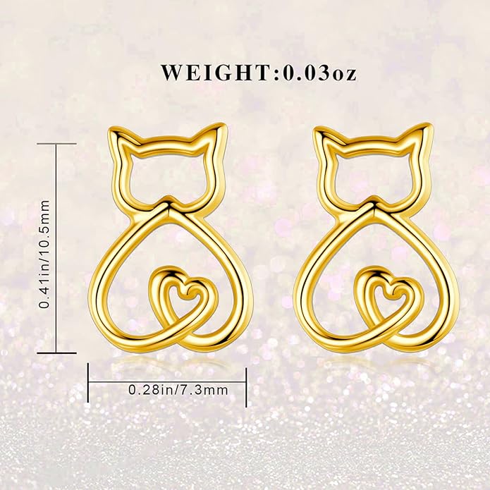 INFUSEU Sterling Silver Cute Stud Earrings Cat Frog Mushroom Bunny, Small Gifts for Women Teen Girls Animal Lovers