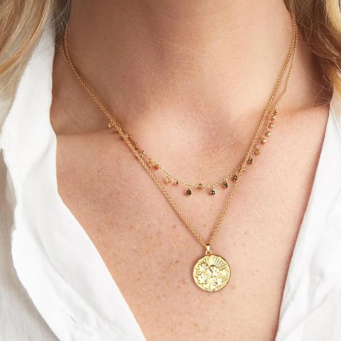 Gold Flower Pendant Necklace Dainty Floral Choker 14K Plated Shining Cute Heart Necklace for Women