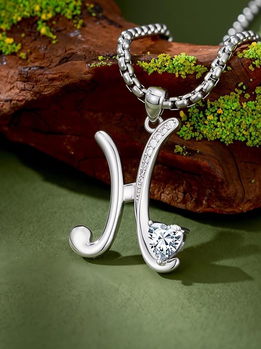 Christmas Gifts for Women Alphabet A to Z Initial Birthstone Pendant Necklaces for Women - 18k White Gold Plated Personalized Name Jewelry Valentine Mothers Day Birthday Gifts for Women Her Girlfriend