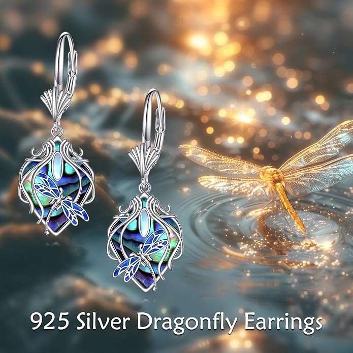 MONGAS Dragonfly/Sunflower/Hummingbird/Sand Dollar/Crab/Champagne/Arrow/Cherry/Ankh/Sloth Earrings for Women Sterling Silver Dragonfly/Sunflower/Hummingbird/Sand Dollar Jewelry for Women