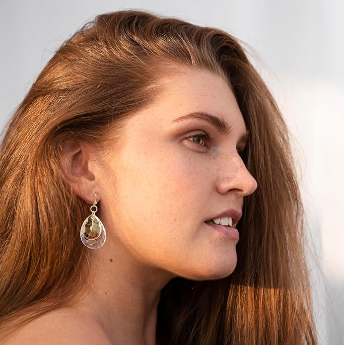 Gold and Silver Mixed Metal Earrings for Women Dangling Vintage Two Tone Boho Small Dangle Earrings