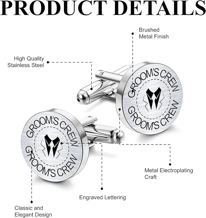 LADY & HOME Cufflinks for Men, Stainless Steel Tuxedo Shirt Cuff links with Gift Box, Gifts for Groom Groomsman Husband Father