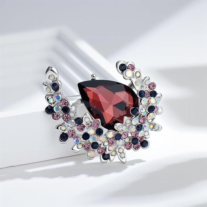 Soumimi Rhinestone Brooch Pin Crystal Brooches for Women Lapel Pin Dress Accessories Birthday Christmas Gift for Wife Mom