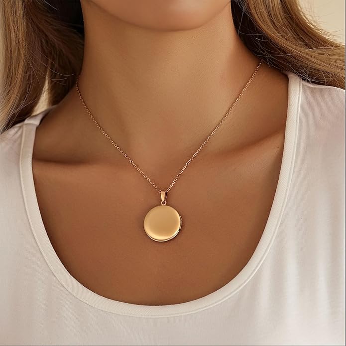 PHOCKSIN Personalized Locket Necklace for Women Photo Necklace with Customized Picture Birth Flower Birthstone New Years Gifts for Women