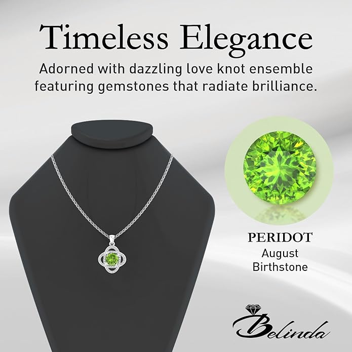 Women 925 Sterling Silver Cute Love Knot Sparkling Gemstone Push Back Stud Earrings Hanging Pendant Necklace Beautiful Fine Jewelry Accessory Set, 1.65 Carat