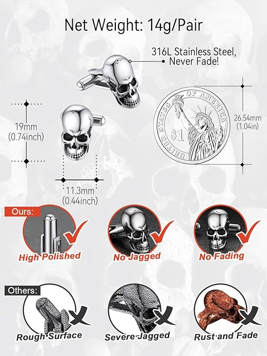 FaithHeart Mens Cufflinks, Norse Viking Tuxedo Shirt Cuff Links, Stainless Steel Cuff Links and Shirt Studs, Gift Box