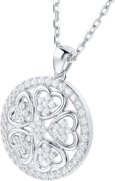 THELANDA Genuine Moissanite Sterling Silver Fashion Modern Family Hearts Together Pendant Necklace, Adjustable 18-20 Inch Chain with Lobster Clasp, Elegant Jewelry Gift for Women