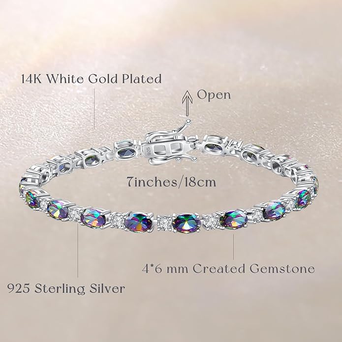 FANCIME Birthstone Bracelets Sterling Silver Tennis Bracelets Charm Fine Jewelry Birthday Gifts for Women 7"