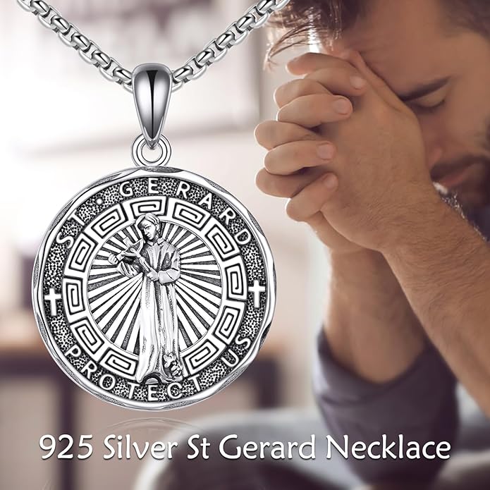 YFN Patron Saint Necklace Sterling Silver Amulet Medal Pendant Religious Protector Jewelry Gifts for Women Men