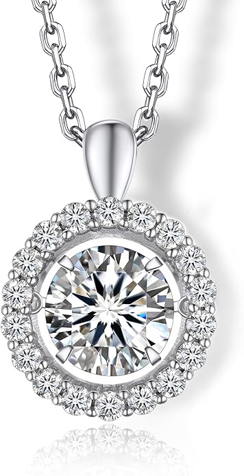 MomentWish Necklace for Women, Sparkling Gift for Her, 1Carat Moissanite Heart Pendent for Her, 925 Sterling Silver Dance Necklace for Anniversary Christmas Valentines