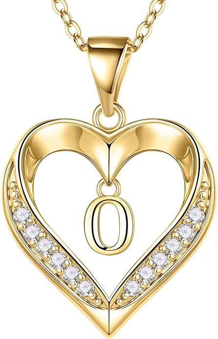 Turandoss Heart Initial Necklaces for Women - Dainty 14K Gold Plated CZ Heart Pendant Necklace with Tiny Letter A-Z, Non Tarnish Waterproof Trendy Jewelry Gifts for Mom Wife Girlfriend