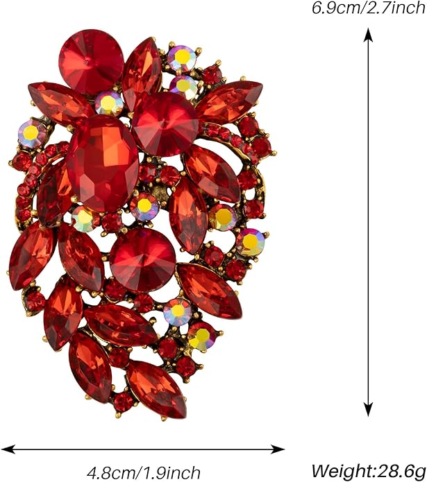 SELOVO Rhinestone Statement Brooch Pin Flower Dress Accessory