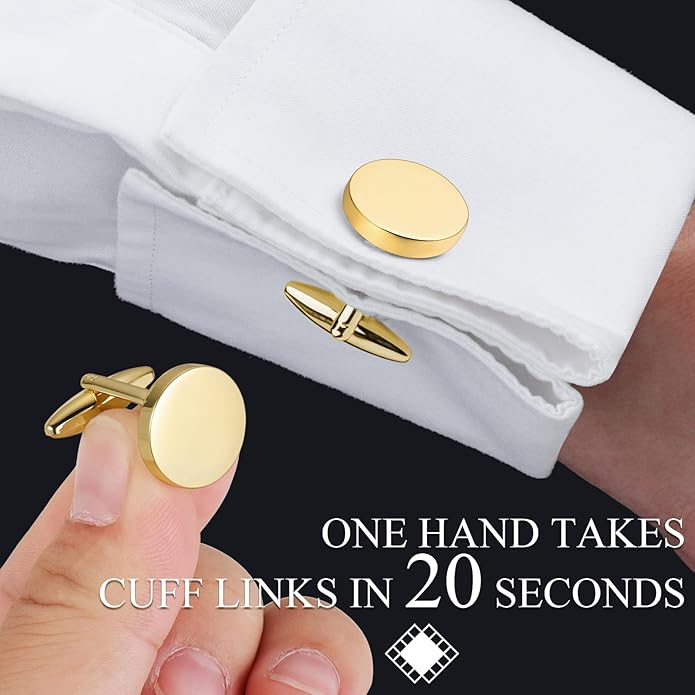 HAWSON 12 Pairs Cufflinks Set for Men, Classic Silver Gold Tone Cuff Links for Mens Suits Tuxedo Shirts - Elegant Box Included