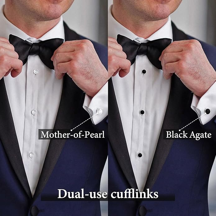HAWSON Fashion Mother-of-Pearl Tuxedo Shirt Button and Cufflink Set, Specially Designed for Wedding Business